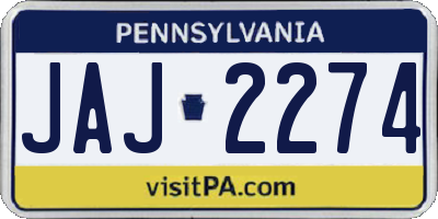 PA license plate JAJ2274