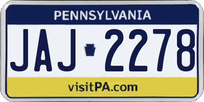 PA license plate JAJ2278