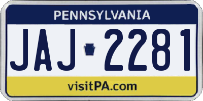 PA license plate JAJ2281
