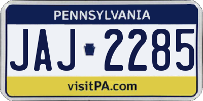 PA license plate JAJ2285
