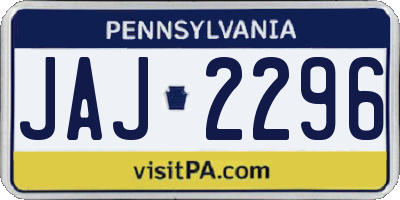 PA license plate JAJ2296