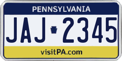 PA license plate JAJ2345