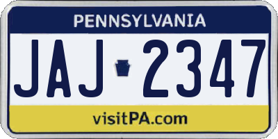 PA license plate JAJ2347
