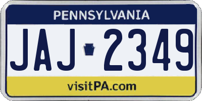PA license plate JAJ2349