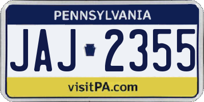 PA license plate JAJ2355