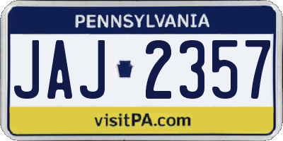 PA license plate JAJ2357