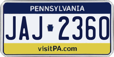 PA license plate JAJ2360