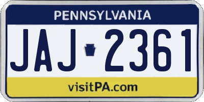PA license plate JAJ2361