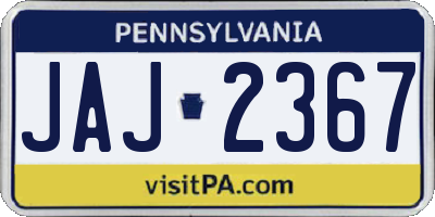 PA license plate JAJ2367