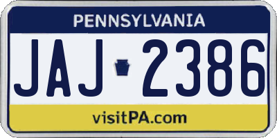 PA license plate JAJ2386