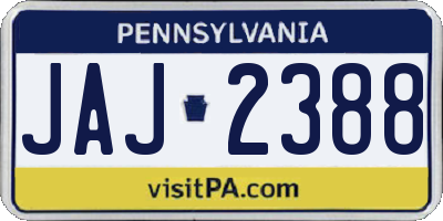 PA license plate JAJ2388