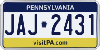 PA license plate JAJ2431