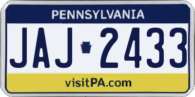 PA license plate JAJ2433