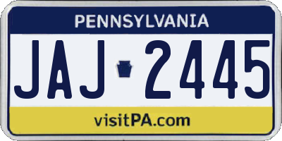 PA license plate JAJ2445