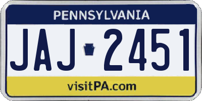 PA license plate JAJ2451