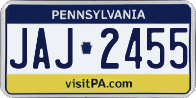 PA license plate JAJ2455