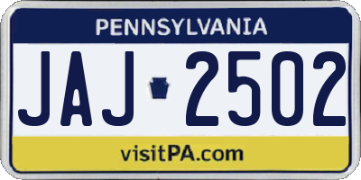 PA license plate JAJ2502