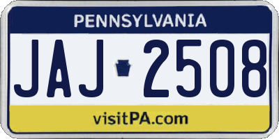 PA license plate JAJ2508