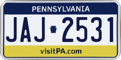 PA license plate JAJ2531
