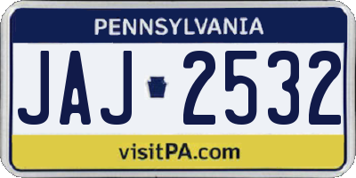 PA license plate JAJ2532