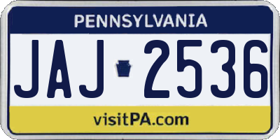 PA license plate JAJ2536