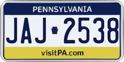 PA license plate JAJ2538