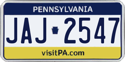 PA license plate JAJ2547