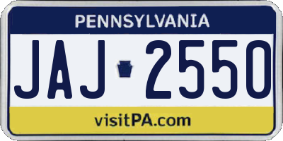PA license plate JAJ2550