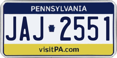 PA license plate JAJ2551