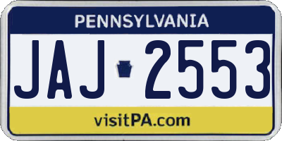 PA license plate JAJ2553