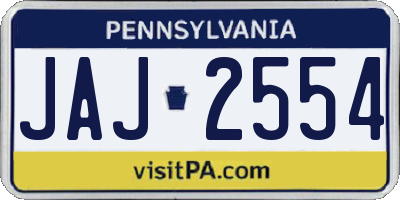 PA license plate JAJ2554