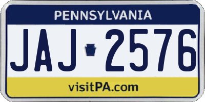 PA license plate JAJ2576