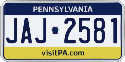 PA license plate JAJ2581