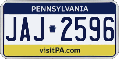 PA license plate JAJ2596