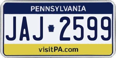 PA license plate JAJ2599