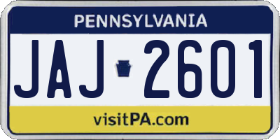 PA license plate JAJ2601