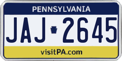 PA license plate JAJ2645