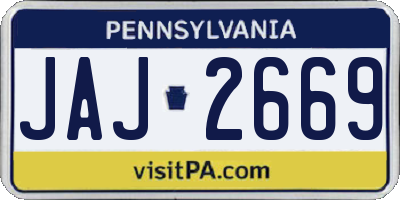 PA license plate JAJ2669