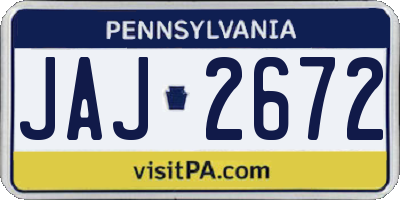 PA license plate JAJ2672