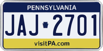 PA license plate JAJ2701