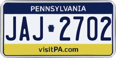PA license plate JAJ2702