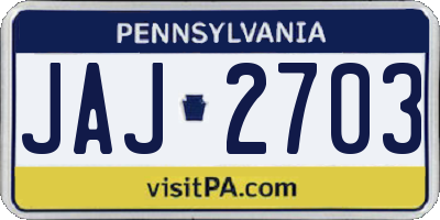 PA license plate JAJ2703