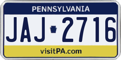 PA license plate JAJ2716
