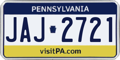PA license plate JAJ2721