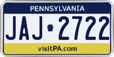 PA license plate JAJ2722