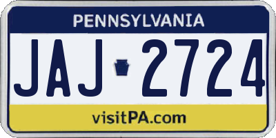 PA license plate JAJ2724