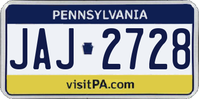 PA license plate JAJ2728
