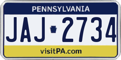 PA license plate JAJ2734