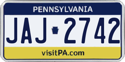 PA license plate JAJ2742