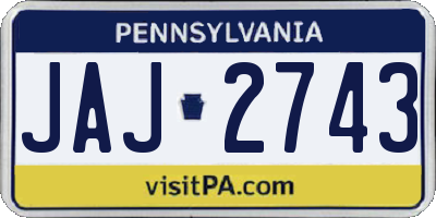 PA license plate JAJ2743